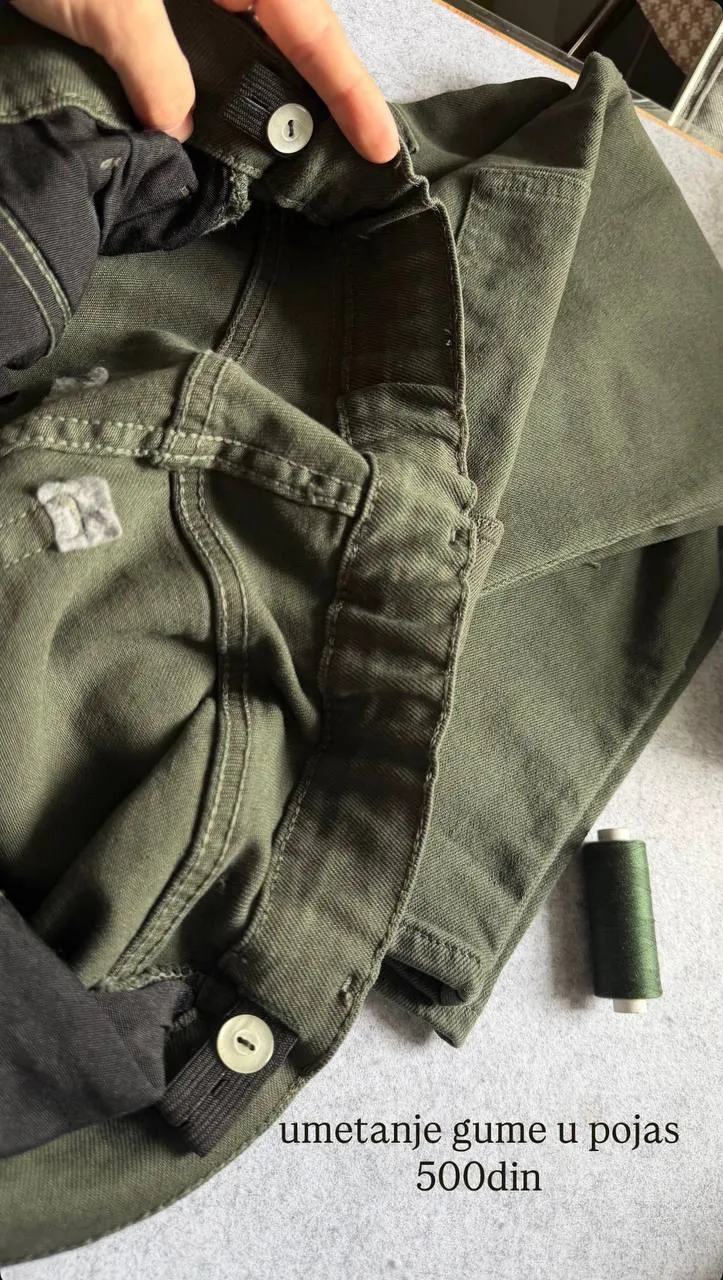 Umetanje gume u pojas pantalona
