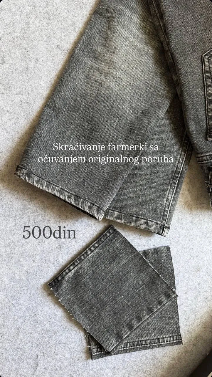 Skraćivanje farmerki sa očuvanim originalnim porubom