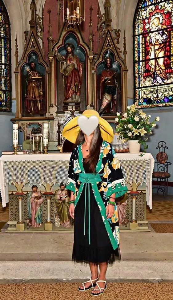 Kimono sa zelenim cvetnim ivicama